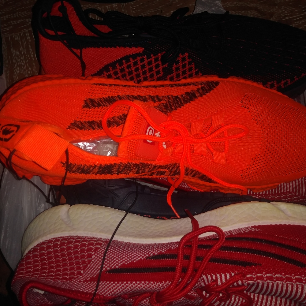 Men's Athletic Shoes - Orange and Red